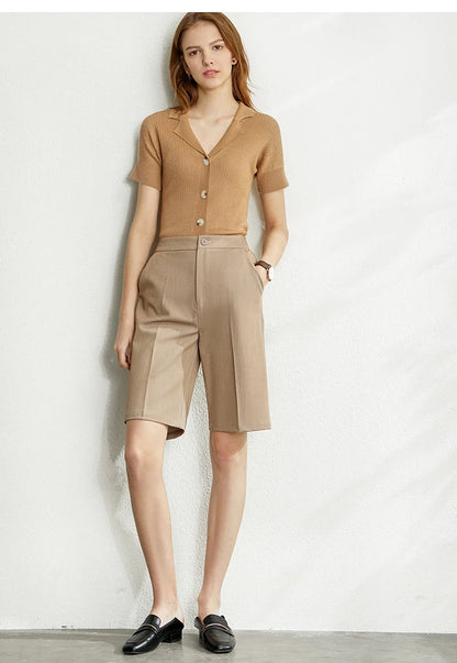 Damen Shorts im minimalistischen Stil mit hoher Taille und lässiger Passform
