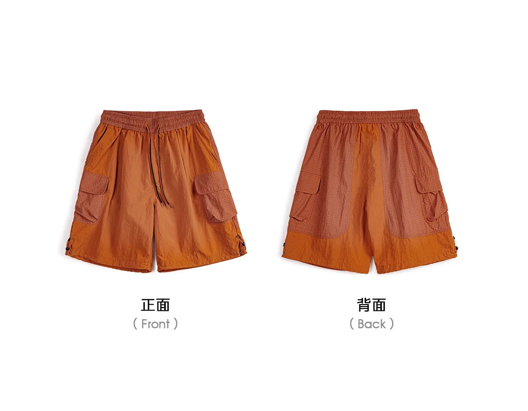 Männer Sommer Shorts aus leichtem Patchwork mit elastischer Taille in orange