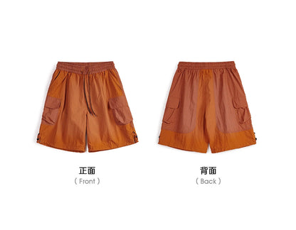 Männer Sommer Shorts aus leichtem Patchwork mit elastischer Taille in orange