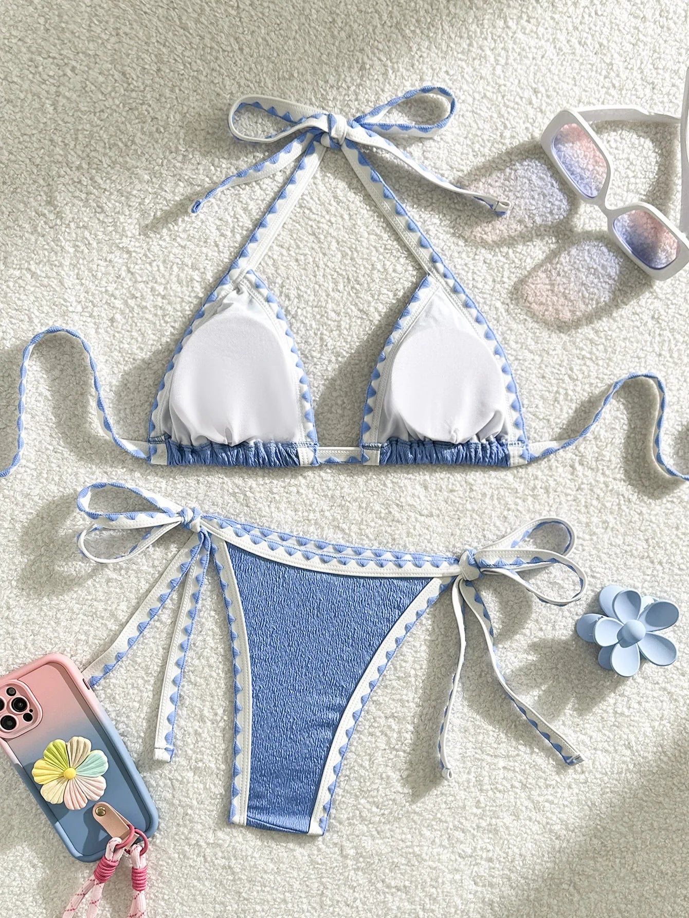 Verführerisches Damen-Bikini-Set in Unifarben – ideal für Strand und Pool