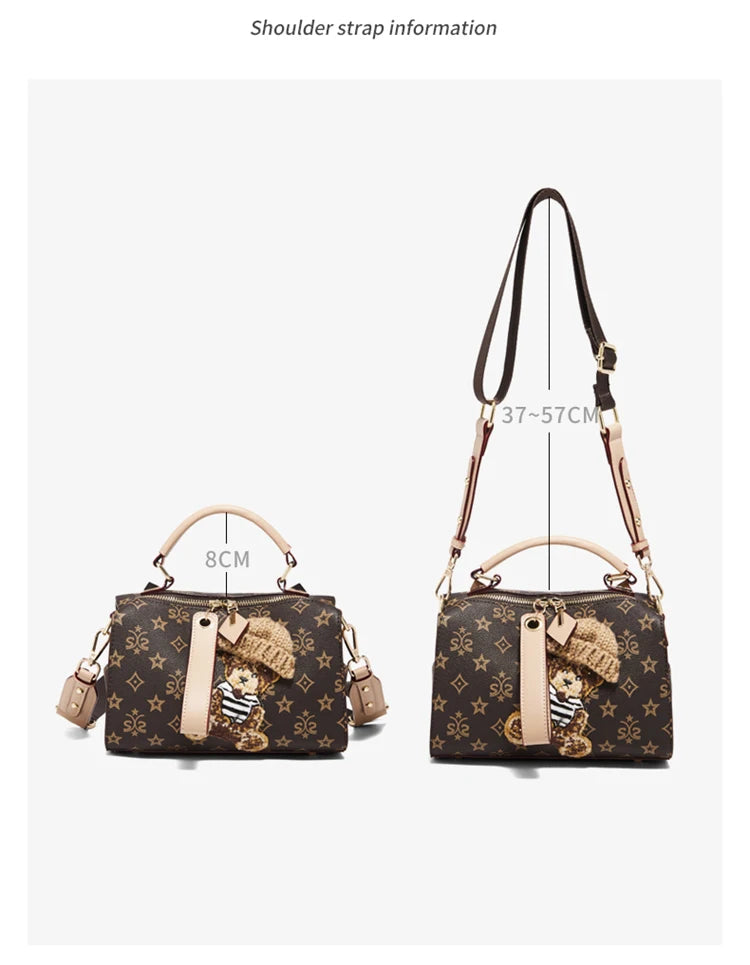 Damen Handtasche aus PU-Leder im Boston-Stil mit verstellbarem Tragegurt