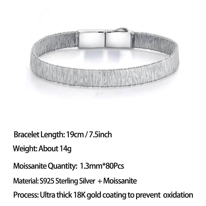 Damen-Tennisarmband Flachdraht mit Moissanit