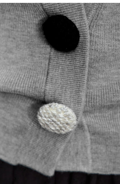 Damen-Strickjacke V-Ausschnitt Stickerei locker Langarm Herbst