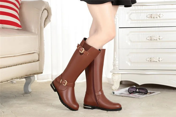 AIYUQI High Boots Female Genuine Leather 2024 New Natural Wool Warm Women Winter Boots Large Size Female Rider Boots