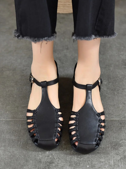 AIYUQI Damen-Sandalen, Sommer 2022, neue handgewebte römische Sandalen, weiblich, große Größe, rutschfeste Schweinekäfig-Schuhe für Damen