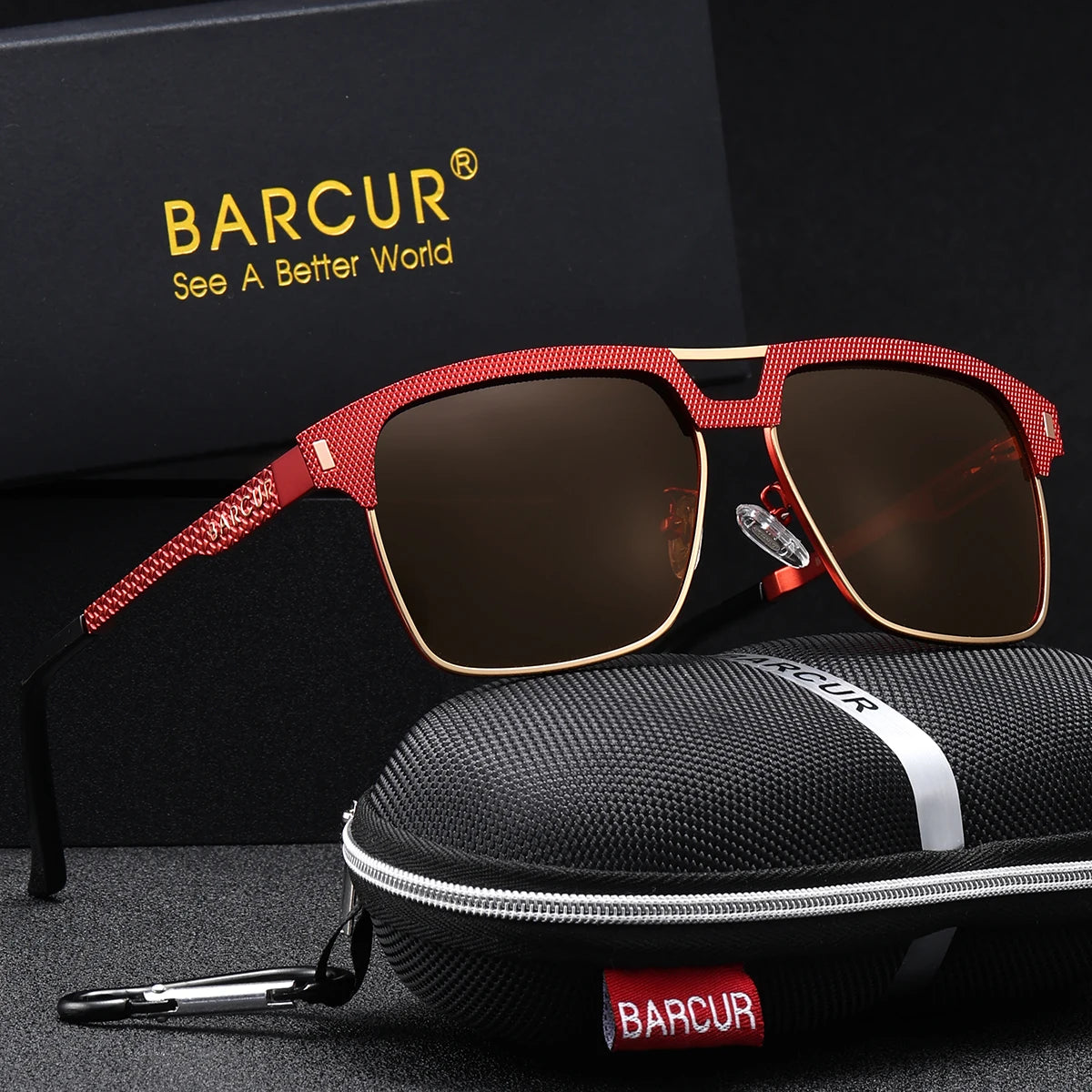 Sonnenbrille quadratisch großer Rahmen Edelstahl polarisiert Unisex