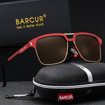 Sonnenbrille quadratisch großer Rahmen Edelstahl polarisiert Unisex