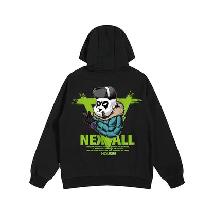 Frühlings-Herren-Punk-Panda-bedruckte Hoodies 2025, neu in Harajuku-Mode, Fleece-Kapuzenpullover, Y2K-Streetwear, übergroßer Hoody