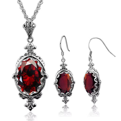 Damen-Tropfen-Ohrhänger aus Silber mit Granat, Januar-Geburtsstein, Luxuriöses Weihnachtsgeschenk