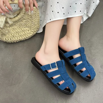 AIYUQI Frauen Geschlossene Zehen Hausschuhe Nicht-slip Schwein Käfig Woven Hausschuhe Für Frauen Große Größe Echtes Leder Sommer Weibliche hausschuhe