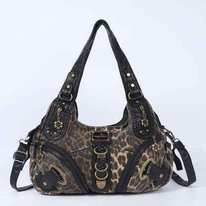 Damen-Handtasche Leopard-Print Stilvolle Schultertasche Top-Handle für den Alltag