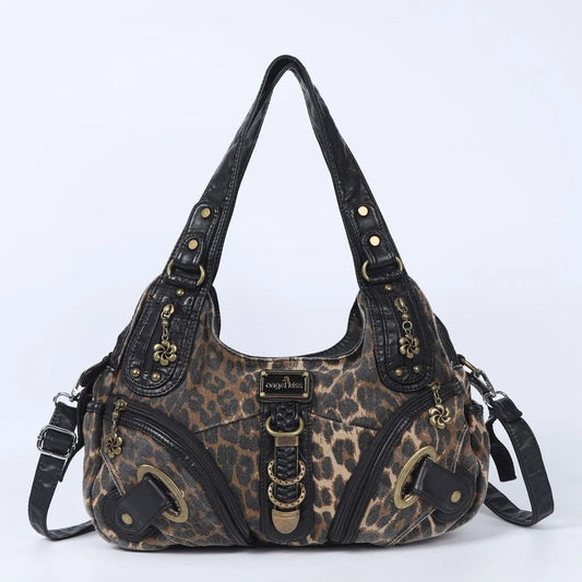 Damen-Handtasche Leopard-Print Stilvolle Schultertasche Top-Handle für den Alltag