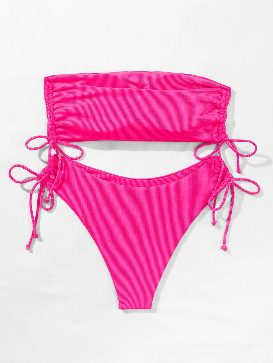 Gestreifter Sexy Bikini für Damen – Zweiteiliges Badeanzug-Set für Strand und Pool