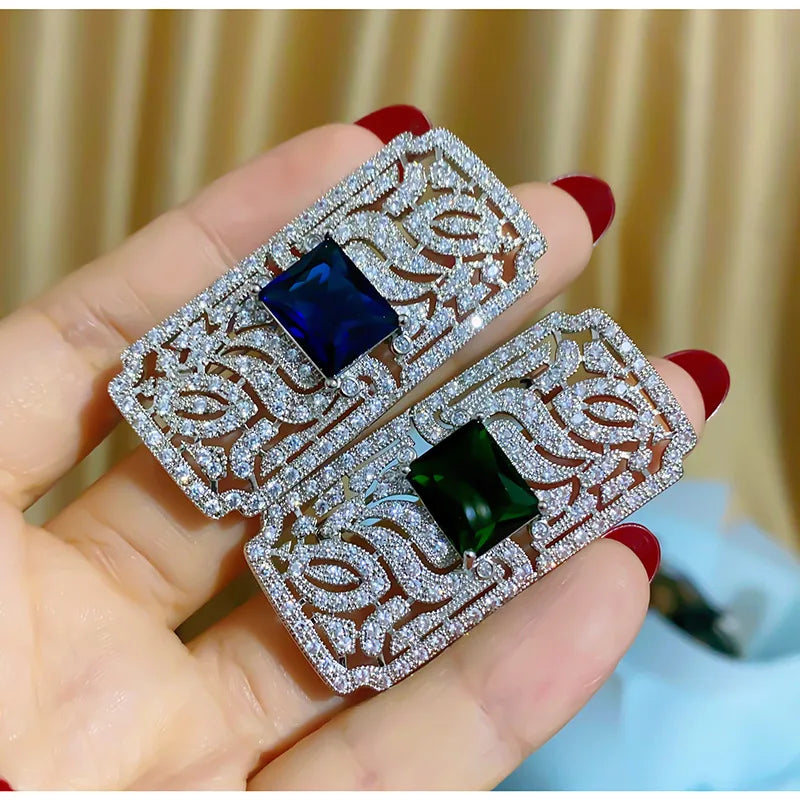 Brosche Strass Kristall Rechteck glänzend elegant Unisex Mantel