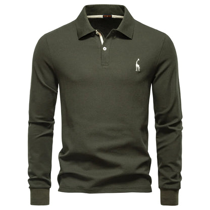 Premium Langarm Poloshirt Herren Atmungsaktiver Baumwollmix