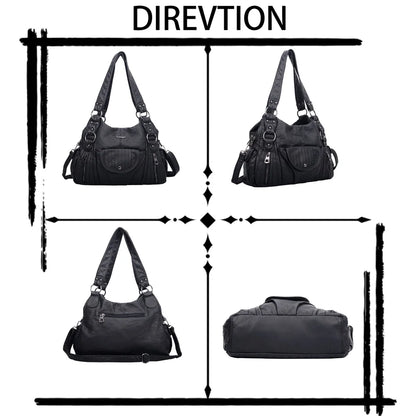 Damen-Hobo-Tasche aus Vintage-Leder mit verstellbarem Tragegurt und Mehrfachtaschen