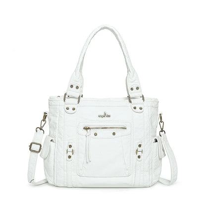 Damen-Schultertasche aus PU mit Mehrfachfächern Bronze Vintage Look Geräumige Innentaschen