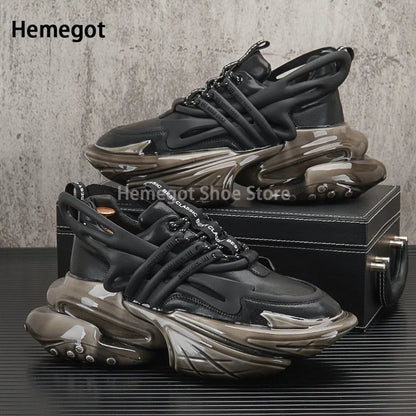 Thick-Soled Cowhide Casual Shoes for Men Inner Heightening Sports Shoes Men's Genuine Leather Shoes Black Cool Shoes New In