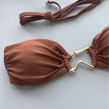 Gestreiftes, sexy Bikini-Set mit Push-up-Effekt – ideal für Strand und Pool