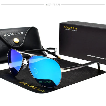 AOWEAR männer Luftfahrt Sonnenbrille Männer Polarisierte Spiegel Sonnenbrille für Mann HD Fahren Pilot Sonnenbrille lunettes de soleil homme