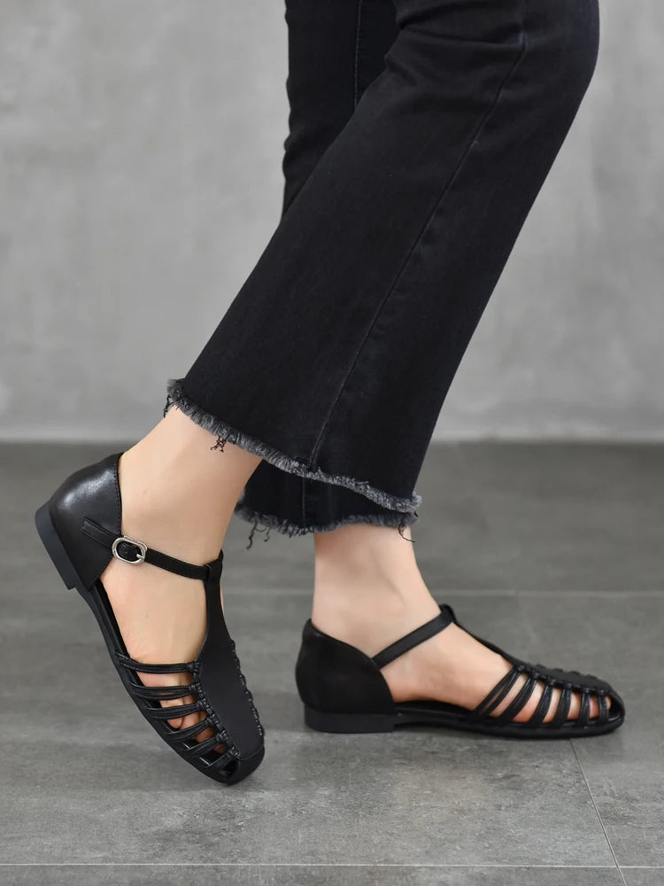 AIYUQI Damen-Sandalen, Sommer 2022, neue handgewebte römische Sandalen, weiblich, große Größe, rutschfeste Schweinekäfig-Schuhe für Damen