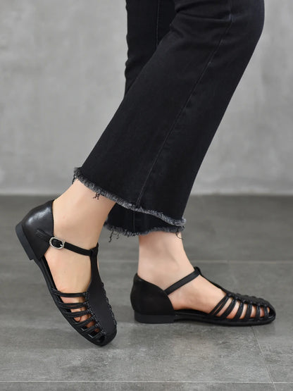 AIYUQI Damen-Sandalen, Sommer 2022, neue handgewebte römische Sandalen, weiblich, große Größe, rutschfeste Schweinekäfig-Schuhe für Damen