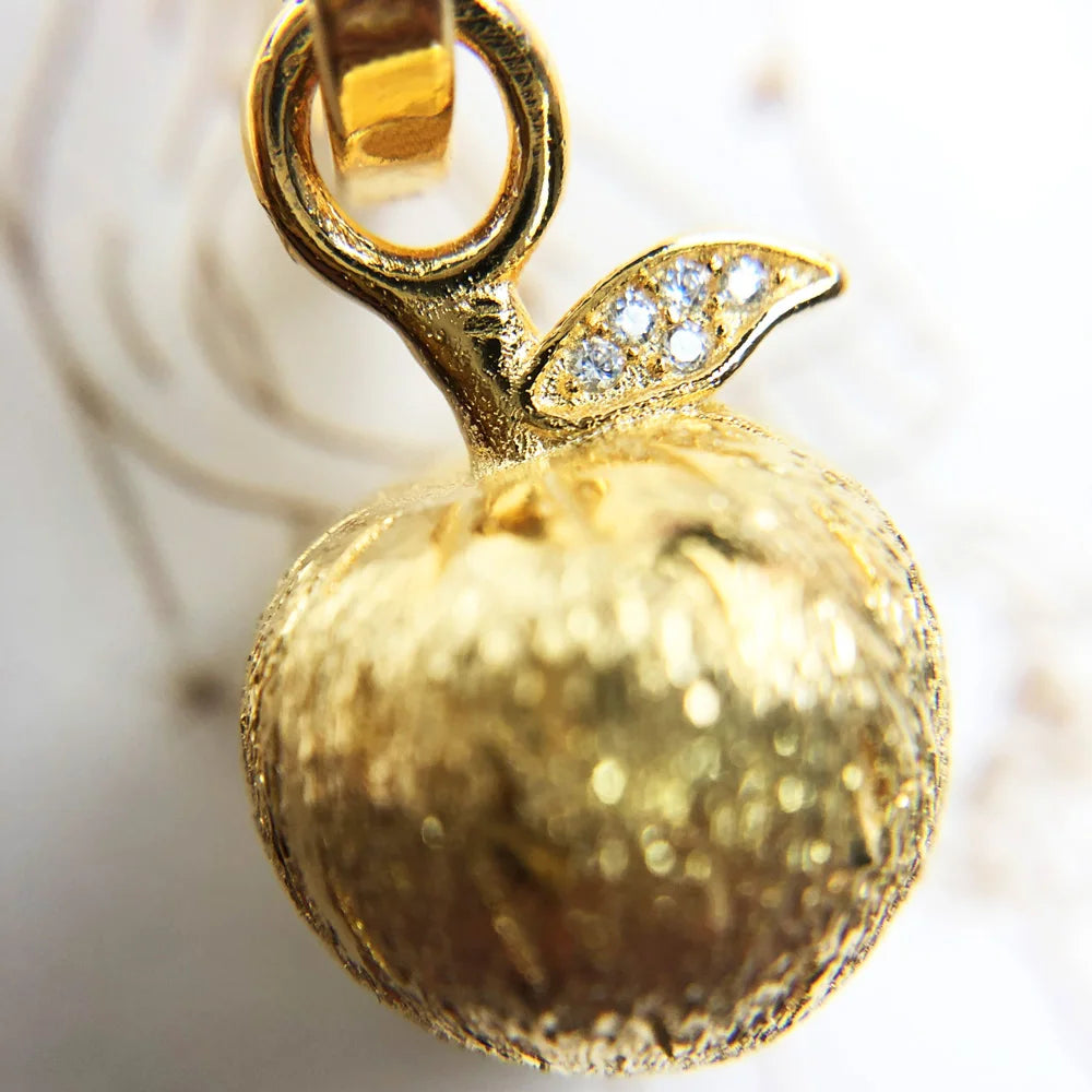 Damen-Charm-Anhänger Apfel vergoldet romantisch aus Sterlingsilber