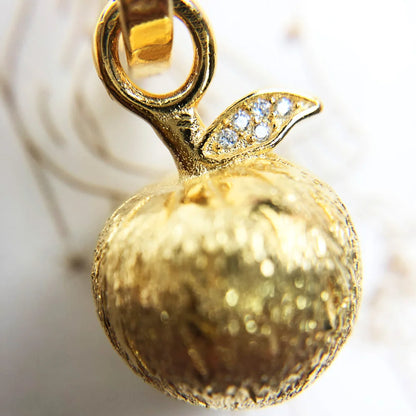Damen-Charm-Anhänger Apfel vergoldet romantisch aus Sterlingsilber