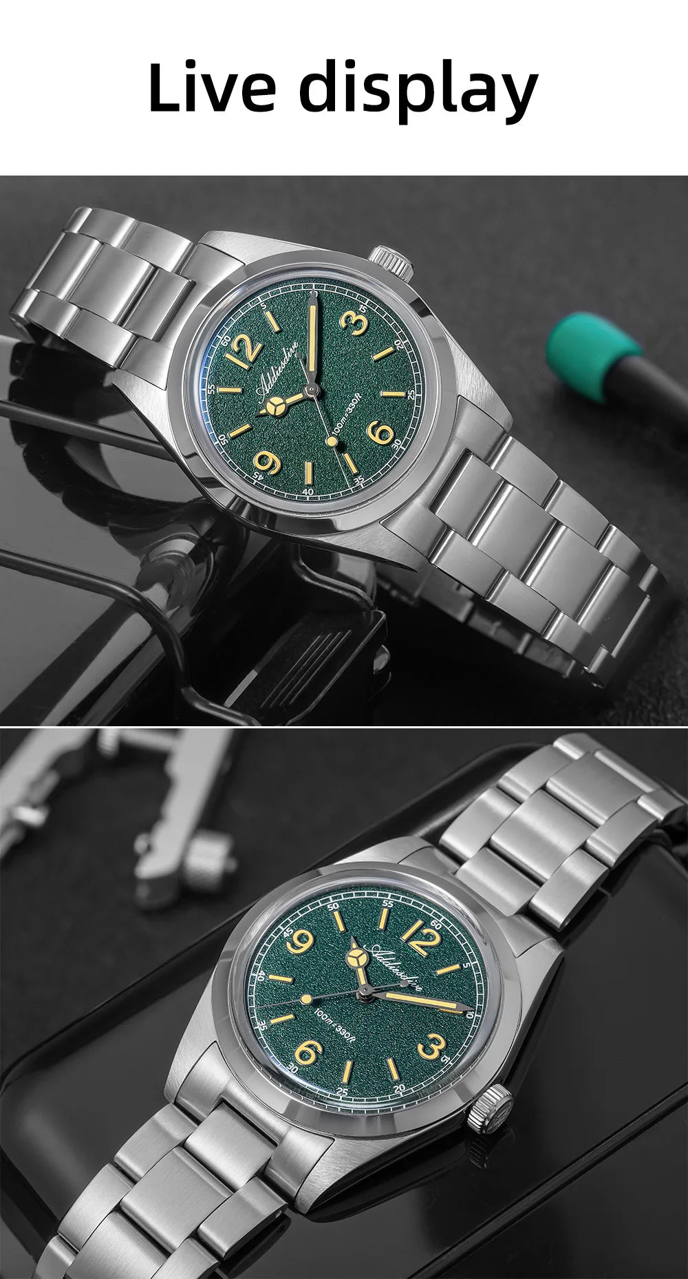 Herren-Freizeituhr 36 mm mit Bubble-Glas und Sommerfarben