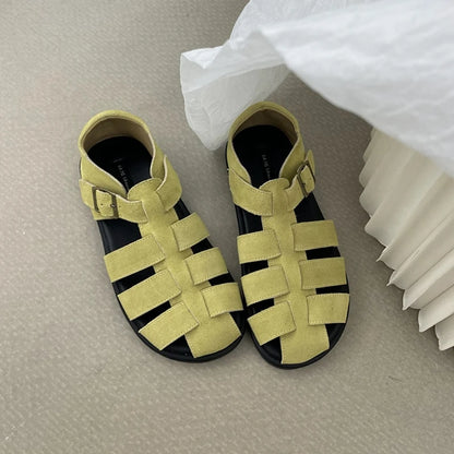 AIYUQI Damensandalen 2025, neue gewebte hohle römische Sandalen für Frauen, Sommer, große Schweinekäfig-weibliche Schuhe