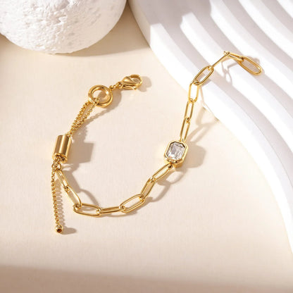 Damen-Kettenarmband mit Zirkonia rechteckig