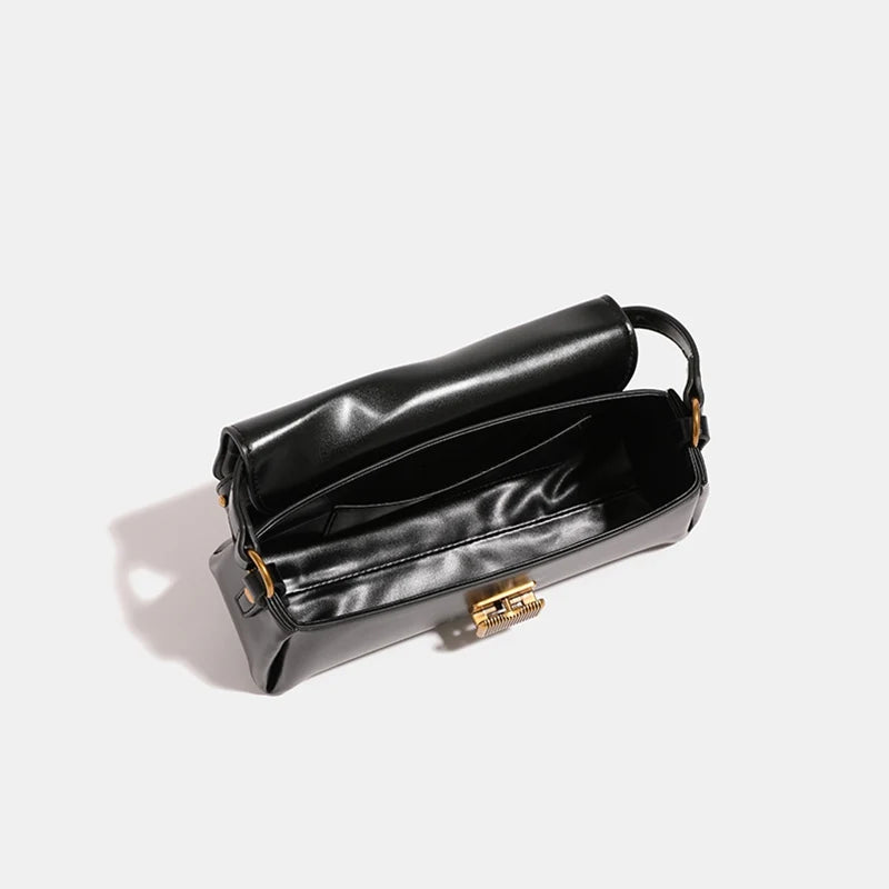 Leder Weinrot-Schultertasche | Goldene Hardware