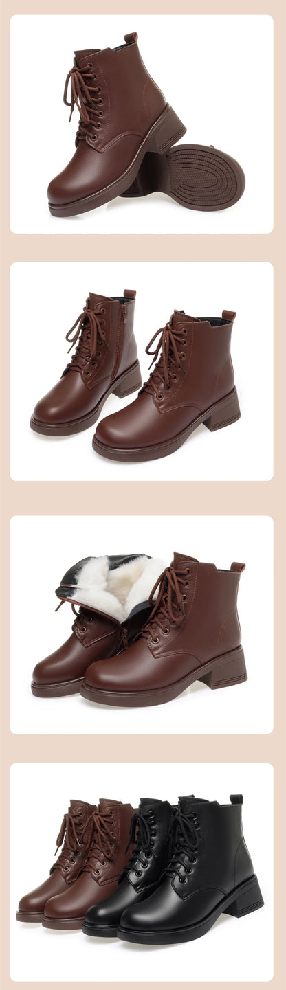 AIYUQI Women Marton Boots Winter 2025 New Genuine Leather Large Size Women Snow Boots Anti-Slip Women Motorcycle Boots