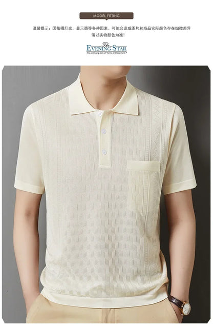 Kurzes Herren-Poloshirt mit Perlenkragen – ideal für Sport und Freizeit im Sommer