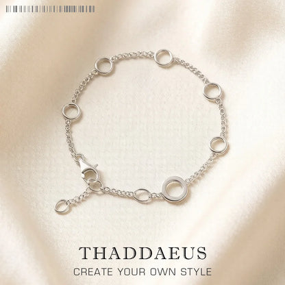Damen-Armband runde Ösen Charm-Basis aus Sterlingsilber