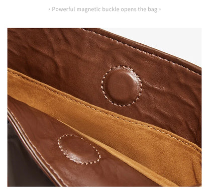 Damen Schultertasche Vintage Split-Leder mit großer Kapazität