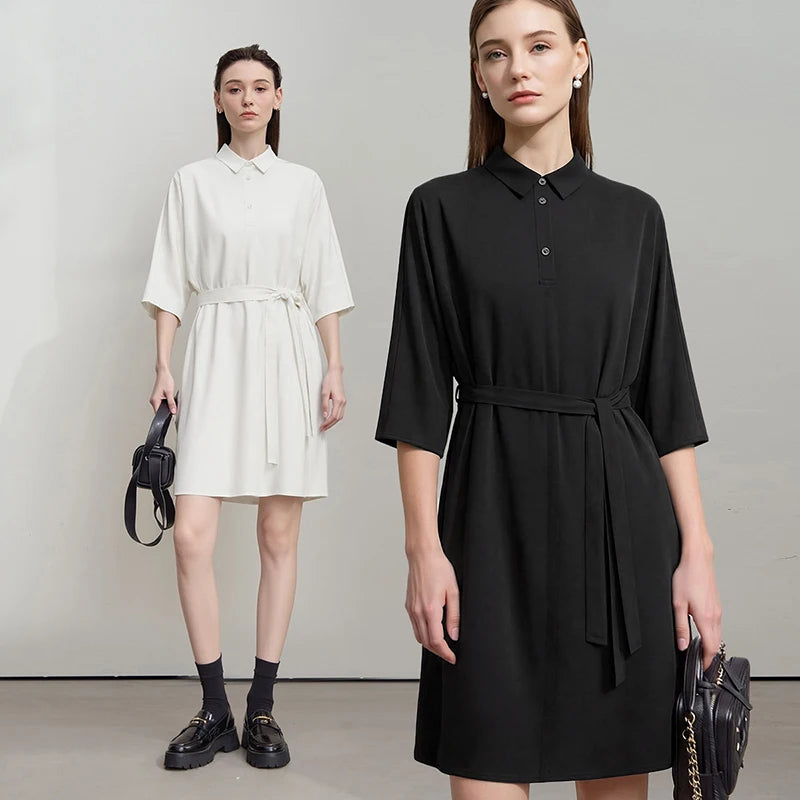 Elegantes Damen Hemdkleid Baumwolle Bequemer Fit Für Büro