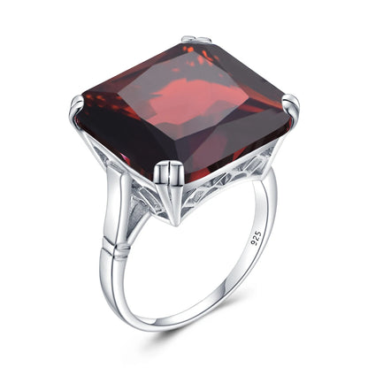 Damen-Ring aus Silber 925 mit Großem Quadratischem Citrin-Stein im Signet-Stil für Hochzeit und Festliche Anlässe