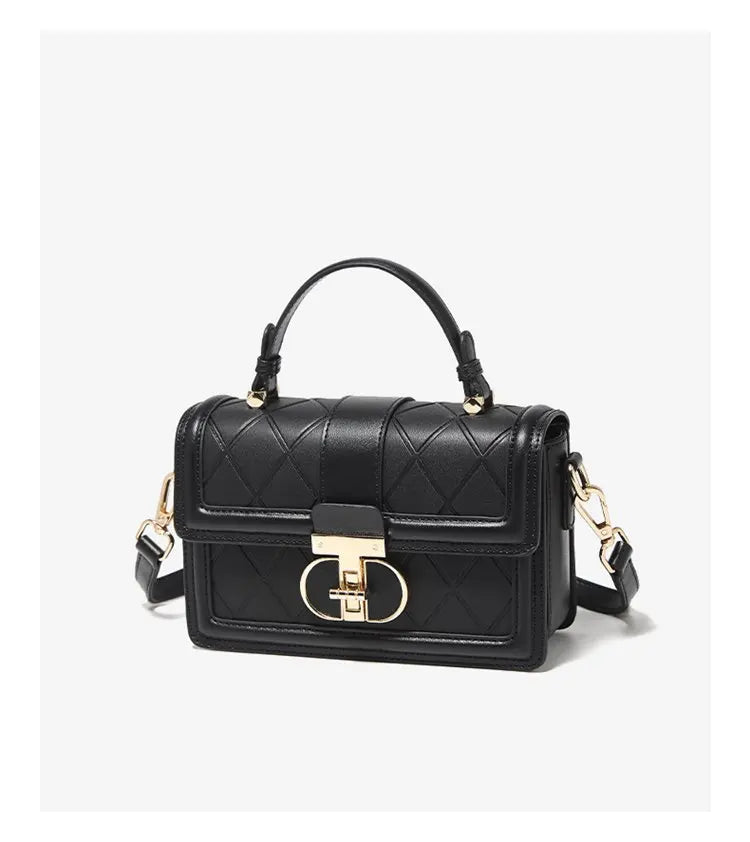 Damen Top-handle Tasche aus Split Leder mit Diamant-Gitter