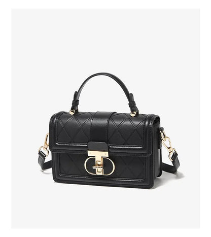 Damen Top-handle Tasche aus Split Leder mit Diamant-Gitter