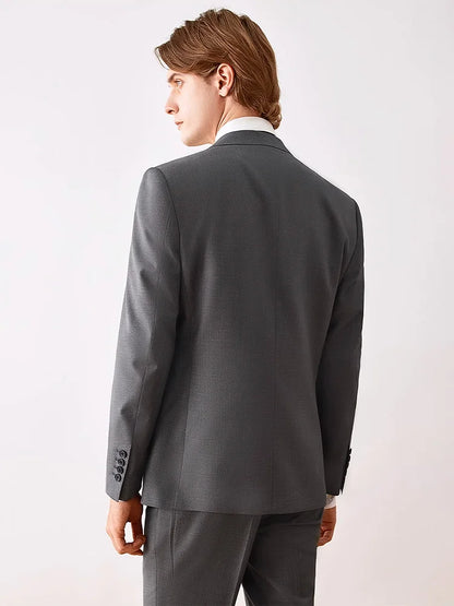 Eleganter Herrenanzug aus 70% Wolle in Tiefblau – Slim Fit, Doppelreihig, mit Weste und Hose – Perfekt für Hochzeiten und formelle Anlässe