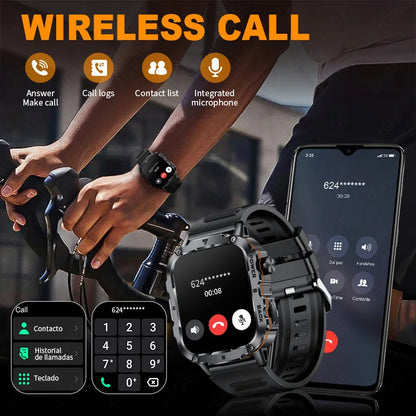 LIGE IP68 Wasserdichte Militär Smart Uhr Männer 1,95 "HD Fitness Tracker Sport Smartwatch Bluetooth Anruf Herzfrequenz Blutdruck