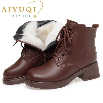 AIYUQI Women Marton Boots Winter 2025 New Genuine Leather Large Size Women Snow Boots Anti-Slip Women Motorcycle Boots