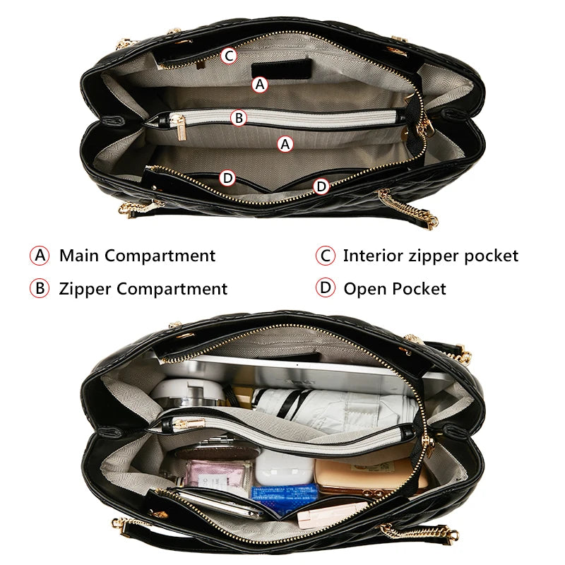 Damen Schultertasche mit gestepptem Design