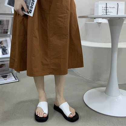 AIYUQI 2025, neue Damen-Hausschuhe, Slip-on-Strandschuhe mit flachen Sohlen, große Damensandalen mit dicken Sohlen