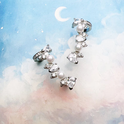 Damen-Ohrstecker Perle Eiskristall Vintage aus Sterlingsilber