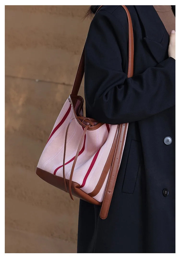 Damen Schultertasche aus veganem Leder – Große Beuteltasche für Büro und Alltag