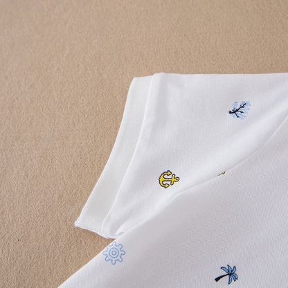 Mädchen-Polokleid mit nautischem Aufdruck, kurzärmelig, A-Linie, Freizeitkleid für Kinder, 5–12 Jahre, Kinderkleidung