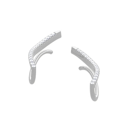 Damen-Moissanit-Blatt-Kletterohrringe aus 925er Silber, Zertifiziertes Schmuckstück für Hochzeit