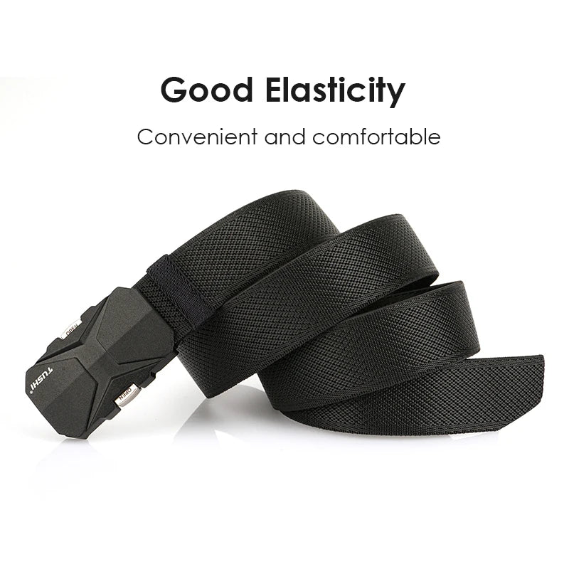 Herren-Gürtel Aus Nylonband Elastisch Mit Schnellverschluss Und Matte Metall-Schnalle Für Outdoor